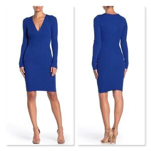 Free Press Rib Knit Wrap Dress in Blue